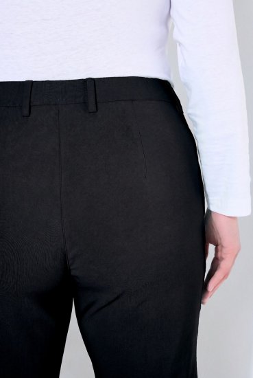 Ulla Popken 854987 Pantaloni stretch călduroși cu talie confortabilă Neagră - Pantaloni din material textil - Pantaloni evazați marimi mari