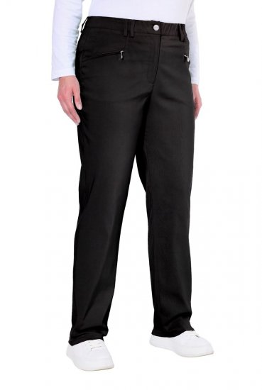Ulla Popken 854987 Pantaloni stretch călduroși cu talie confortabilă Neagră - Pantaloni din material textil - Pantaloni evazați marimi mari
