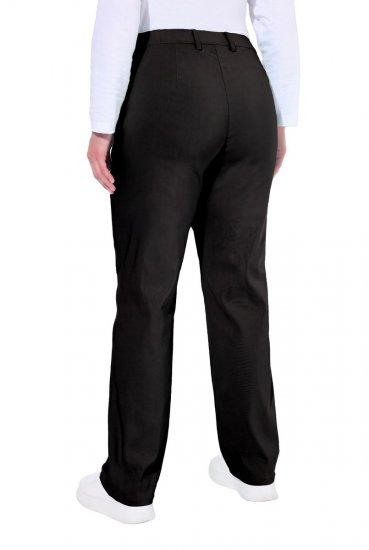 Ulla Popken 854987 Pantaloni stretch călduroși cu talie confortabilă Neagră - Pantaloni din material textil - Pantaloni evazați marimi mari
