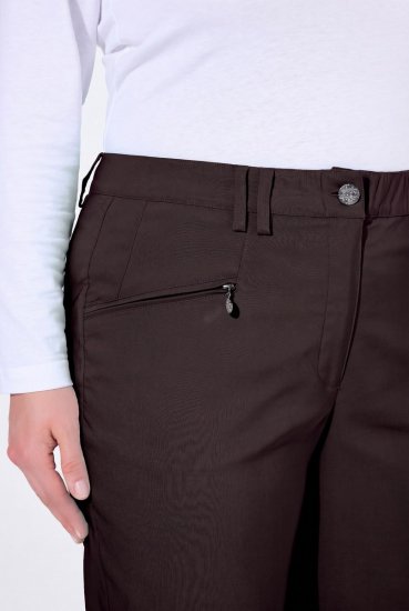 Ulla Popken 854987 Pantaloni stretch călduroși cu talie confortabilă Maro mahon - Pantaloni din material textil - Pantaloni evazați marimi mari