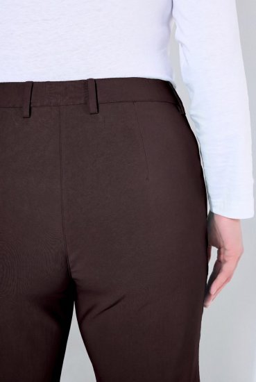 Ulla Popken 854987 Pantaloni stretch călduroși cu talie confortabilă Maro mahon - Pantaloni din material textil - Pantaloni evazați marimi mari