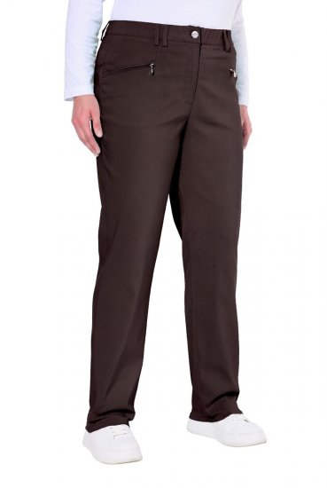 Ulla Popken 854987 Pantaloni stretch călduroși cu talie confortabilă Maro mahon - Pantaloni din material textil - Pantaloni evazați marimi mari
