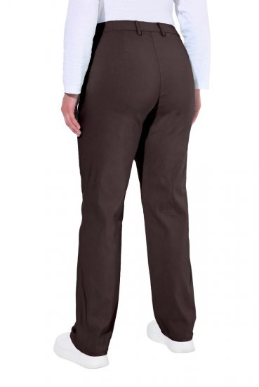 Ulla Popken 854987 Pantaloni stretch călduroși cu talie confortabilă Maro mahon - Pantaloni din material textil - Pantaloni evazați marimi mari