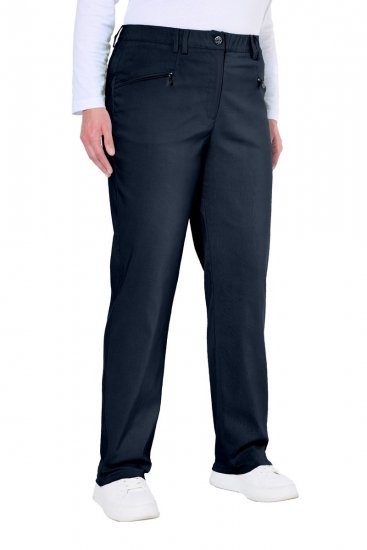 Ulla Popken 854987 Pantaloni stretch călduroși cu talie confortabilă Bleumarin - Pantaloni din material textil - Pantaloni evazați marimi mari