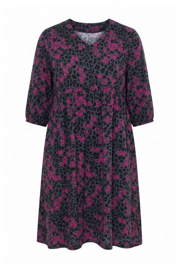 Ulla Popken 855270 Rochie din jerseu imprimată cu decolteu în V Antracit - Rochii din jerseu - 