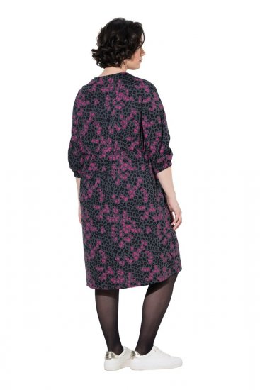 Ulla Popken 855270 Rochie din jerseu imprimată cu decolteu în V Antracit - Rochii din jerseu - 