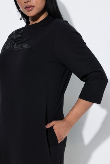 Ulla Popken 855373 Rochie din jerseu imprimată Neagră - Rochii din jerseu - 
