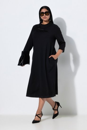 Ulla Popken 855373 Rochie din jerseu imprimată Neagră - Rochii din jerseu - 