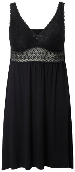 Ulla Popken 855428 Neglijeu cu dantelă Neagră - Cămăși de noapte - 