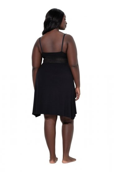 Ulla Popken 855428 Neglijeu cu dantelă Neagră - Cămăși de noapte - 