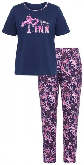 Ulla Popken 856141 Pijama cu mânecă lungă Bleumarin - Pijamale/Haine de casă - 