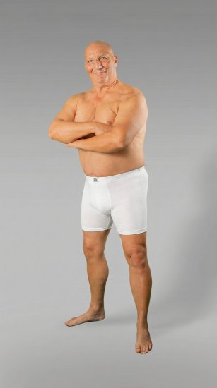 20 Nodi 938 Stretch Cotton Boxer with Embroidered Long Leg White - Boxeri - Boxeri Bărbați Mărimi Mari