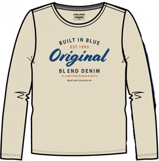 Blend T-Shirt 4933 Cloud Cream - Tricouri - Tricouri Bărbați Mărimi Mari