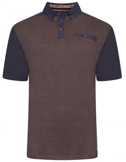 Kam Jeans 5490 Jersey Weave Contrast Polo Navy - Tricouri polo - Tricouri Polo Bărbați Mărimi Mari