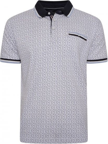 Kam Jeans 5487 Dobby Print Pique Polo White - Tricouri polo - Tricouri Polo Bărbați Mărimi Mari