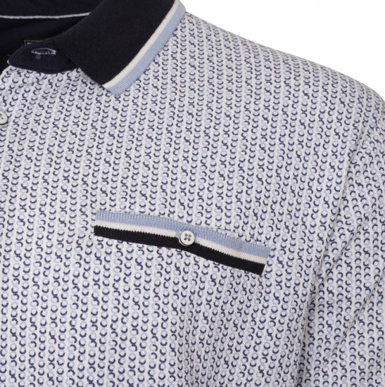 Kam Jeans 5487 Dobby Print Pique Polo White - Tricouri polo - Tricouri Polo Bărbați Mărimi Mari