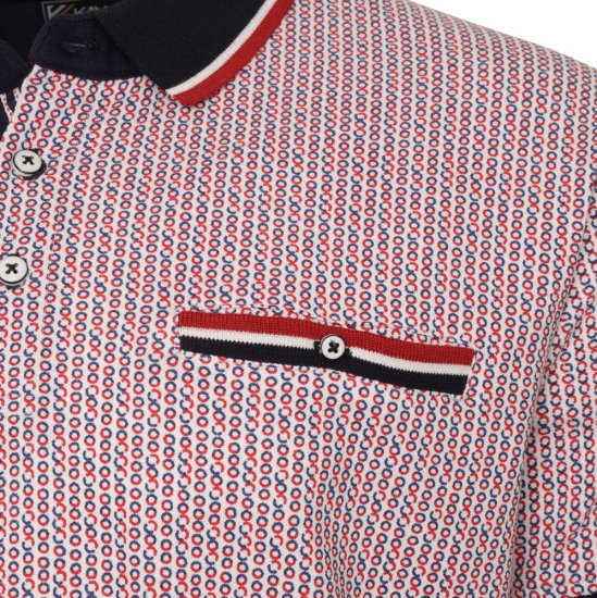 Kam Jeans 5487 Dobby Print Pique Polo Red - Tricouri polo - Tricouri Polo Bărbați Mărimi Mari
