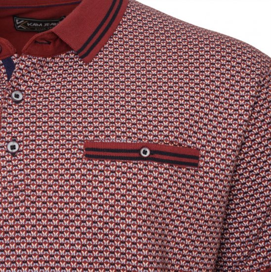  Kam Jeans 5488 Dobby Print Pique Polo Wine - Tricouri polo - Tricouri Polo Bărbați Mărimi Mari