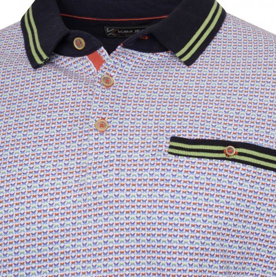 Kam Jeans 5488 Dobby Print Pique Polo Navy - Tricouri polo - Tricouri Polo Bărbați Mărimi Mari
