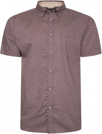 Kam Jeans 6280 All Over Geo Print Shirt Burgundy - Cămăși - Cămăși Bărbați Mărimi Mari