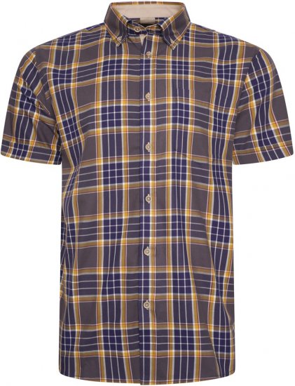 Kam Jeans 6282 Casual SS Check Shirt Navy - Cămăși - Cămăși Bărbați Mărimi Mari