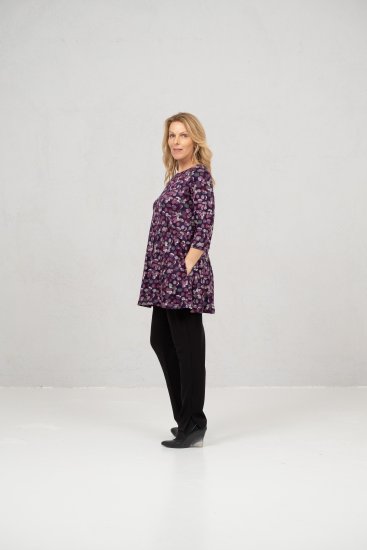 Scandinavian Caramel Flower Petals Tunic Purple - Tricouri - 