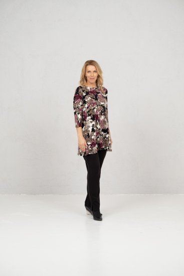 Scandinavian Caramel Flower Petals Tunic Brown - Tricouri imprimate pentru femei - 