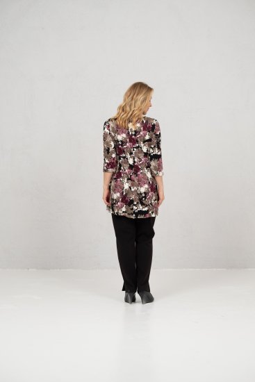 Scandinavian Caramel Flower Petals Tunic Brown - Tricouri imprimate pentru femei - 
