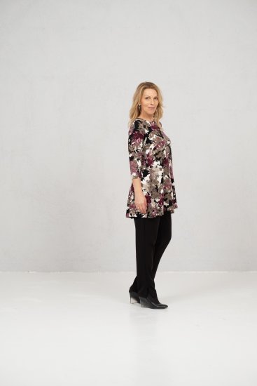 Scandinavian Caramel Flower Petals Tunic Brown - Tricouri imprimate pentru femei - 