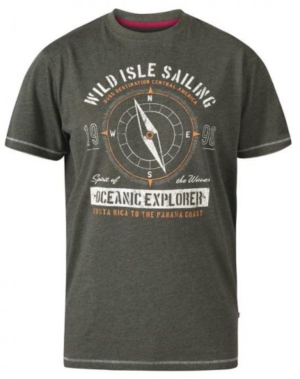 D555 Atticus Oceanic Explorer Crew Neck T-Shirt Khaki - Tricouri - Tricouri Bărbați Mărimi Mari