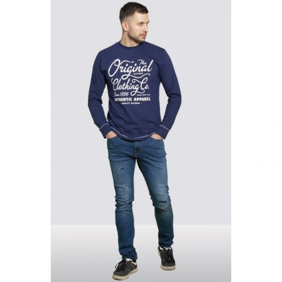 D555 Austin Long Sleeve T-shirt Navy - Tricouri - Tricouri Bărbați Mărimi Mari