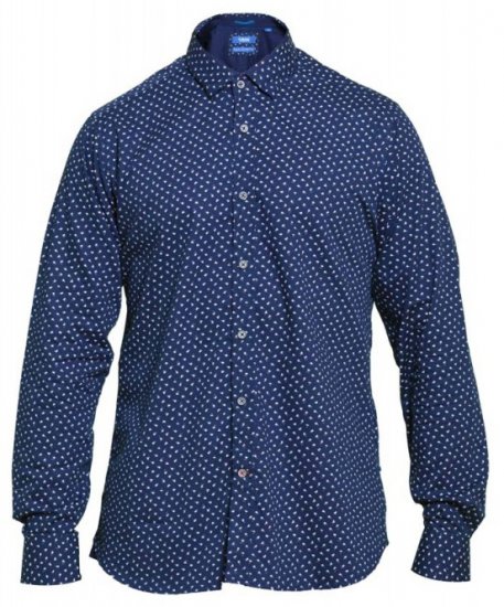 D555 Bainton Long Sleeve Shirt Navy - Cămăși - Cămăși Bărbați Mărimi Mari