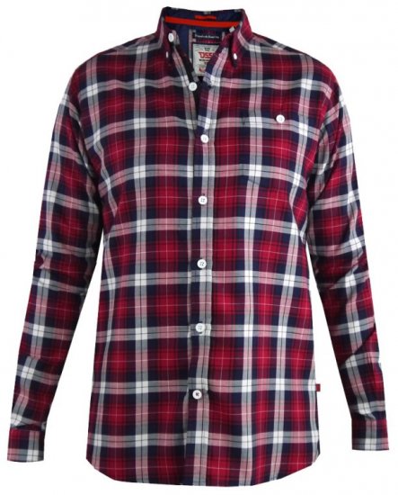 D555 Baltimore Checked Shirt Red - Cămăși - Cămăși Bărbați Mărimi Mari