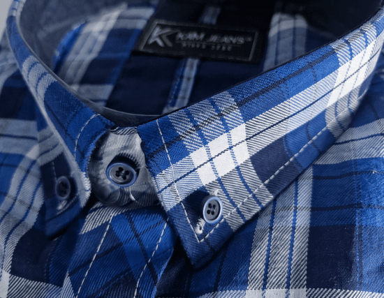 Kam Jeans 6369 Checked Short Sleeve Shirt Blue - Cămăși - Cămăși Bărbați Mărimi Mari