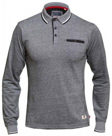 D555 Brockville Long Sleeve Polo Grey - Tricouri polo - Tricouri Polo Bărbați Mărimi Mari