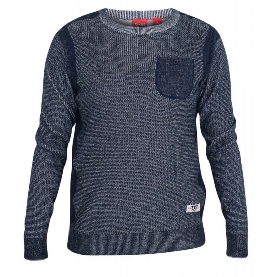 D555 Bryson Crewneck Sweater with Pocket Navy - Pulovere & hanorace - Pulovere & Hanorace Bărbați Mărimi Mari