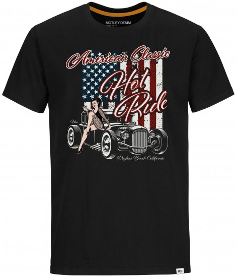 Motley Denim T-shirt Central Black - Tricouri - Tricouri Bărbați Mărimi Mari