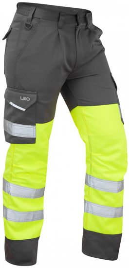 Leo Bideford Cargo Pants Hi-Vis Yellow/Grey - Haine de lucru - Haine de lucru Bărbați Mărimi Mari