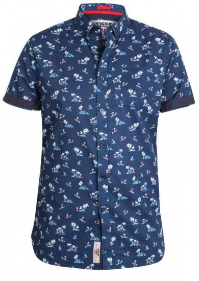 D555 Davian Hawaii Shirt Navy - Cămăși - Cămăși Bărbați Mărimi Mari