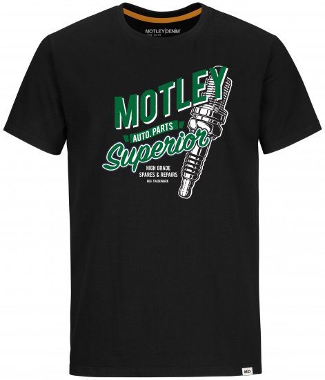 Motley Denim Derry T-shirt Green on Black - Tricouri - Tricouri Bărbați Mărimi Mari