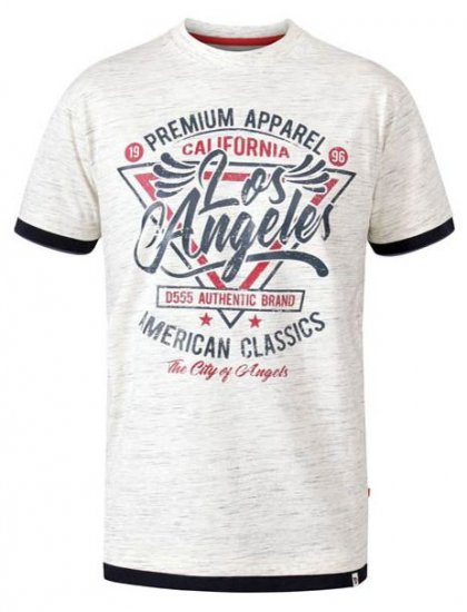 D555 Ellwood Los Angeles Crew Neck Printed T-Shirt Off White Reno - Tricouri - Tricouri Bărbați Mărimi Mari