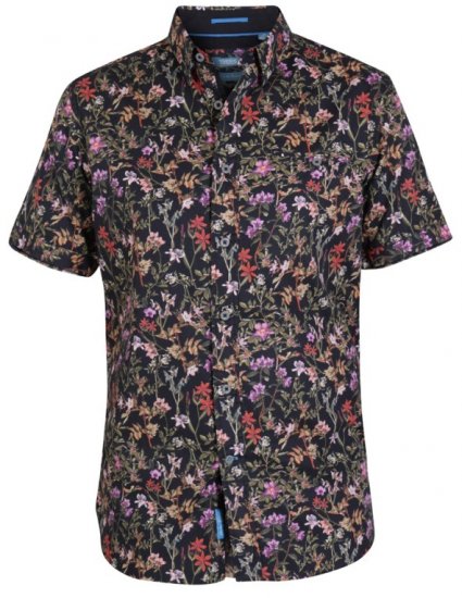 D555 Emmet Floral Shirt Black - Cămăși - Cămăși Bărbați Mărimi Mari