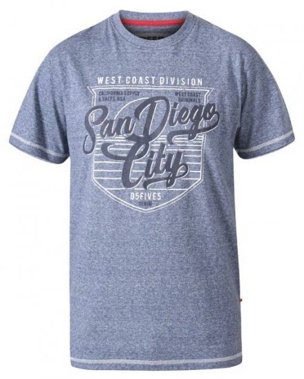 D555 Epson San Diego Crew Neck T-Shirt Blue Marl - Tricouri - Tricouri Bărbați Mărimi Mari