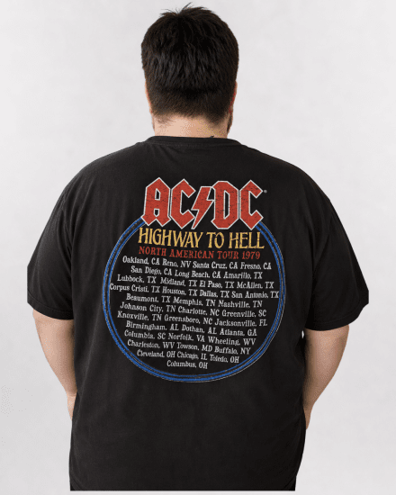 D555 Hugh Official ACDC Highway To Hell Tricou cu Imprimeu Negru - Tricouri - Tricouri Bărbați Mărimi Mari