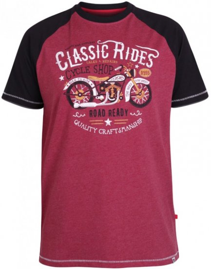 D555 Evans T-shirt Burgundy - Tricouri - Tricouri Bărbați Mărimi Mari