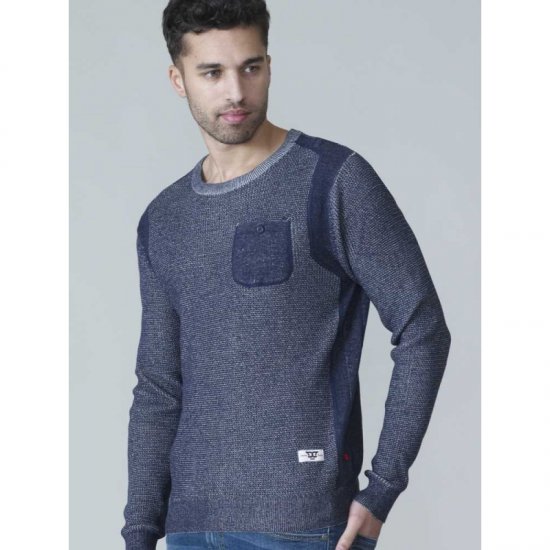 D555 Bryson Crewneck Sweater with Pocket Navy - Pulovere & hanorace - Pulovere & Hanorace Bărbați Mărimi Mari
