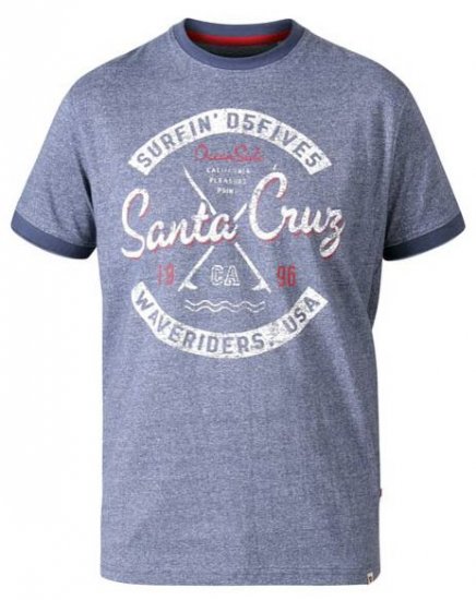 D555 Gove Santa Cruz Surfer Print Ringer T-Shirt Navy - Tricouri - Tricouri Bărbați Mărimi Mari