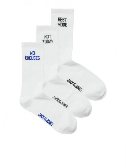 Jack & Jones Power Statements Șosete de tenis Alb 3-pack - Lenjerie intimă & costum baie - Lenjerie Intimă Bărbați Mărimi Mari