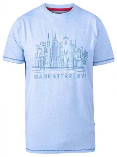 D555 Hemsworth Manhattan Sky Line Crew Neck Printed T-Shirt Blue - Tricouri - Tricouri Bărbați Mărimi Mari