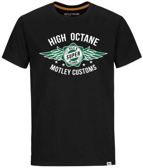 Motley Denim Hereford T-shirt Green on Black - Tricouri - Tricouri Bărbați Mărimi Mari